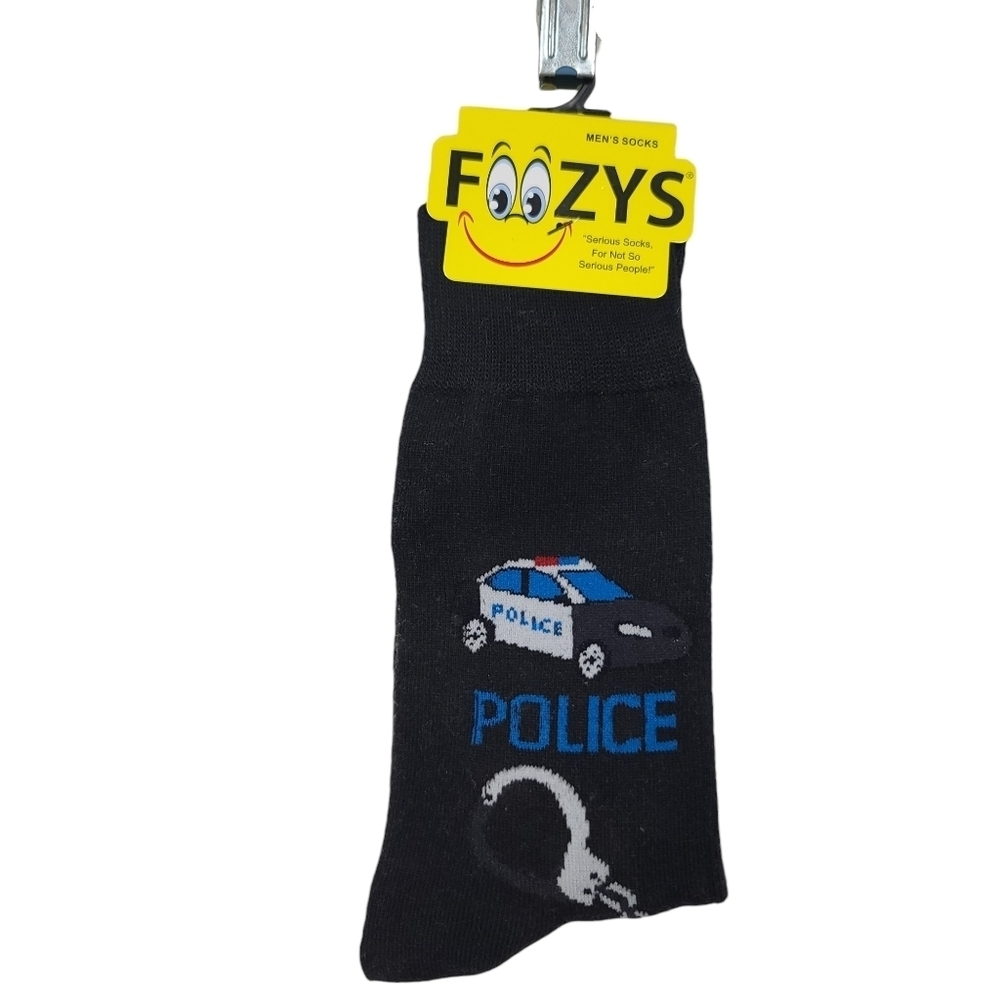 NWT Foozys Police Car & Handcuffs Men's Socks Size 10-13